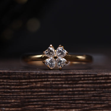 Moissanite Flower Ring, gemstone jewellery (view 1)