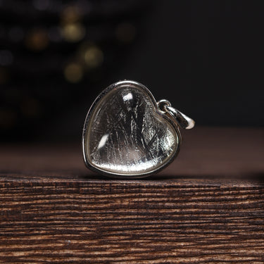 Muonionalusta Meteorite Heart Pendant, gemstone jewellery (view 1)