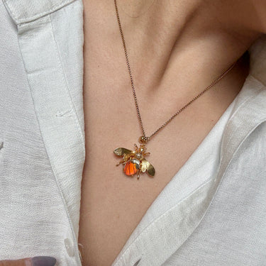 Butterfly Wing Bee Necklace, gemstone jewellery (view 1)