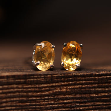 Citrine Stud Earring, gemstone jewellery (view 1)