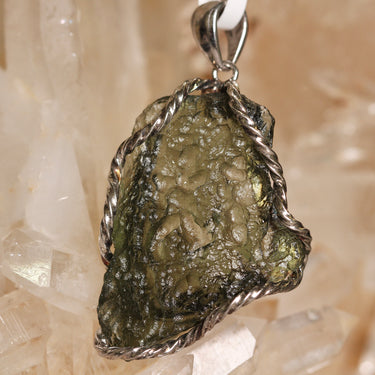 Moldavite Pendant, gemstone jewellery (view 1)