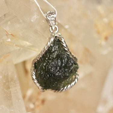 Moldavite Pendant, gemstone jewellery (view 1)