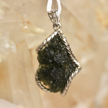 Moldavite Pendant, gemstone jewellery (view 1)