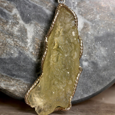 Libyan Desert Glass Pendant, gemstone jewellery (view 1)