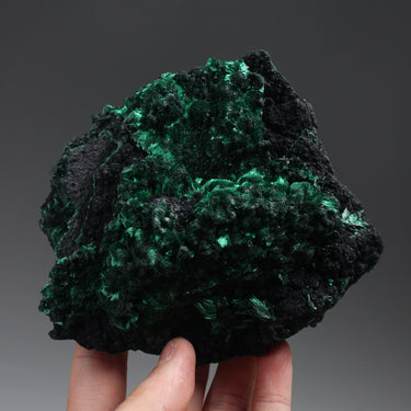 Fibrous Malachite With Black Heterogenite, natural mineral specimen (view 1)