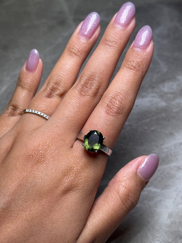 Moldavite Oval Ring, gemstone jewellery (view 2)