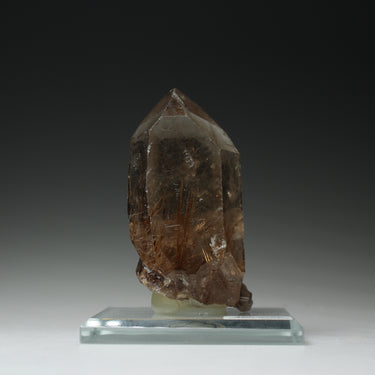 Smoky Rutilated Quartz, natural mineral specimen from Novo Horizonte, Brazil Comes with customized acrylic base (view 1)