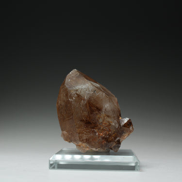 Smoky Rutilated Quartz, natural mineral specimen from Novo Horizonte, Brazil Comes with customized acrylic base (view 1)