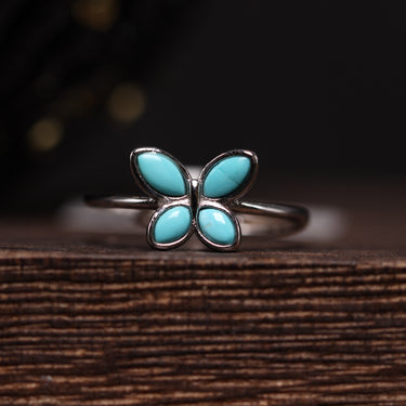 Turquoise Butterfly Silver Ring, gemstone jewellery (view 1)
