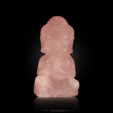 Rose Quartz Buddha, natural mineral specimen (view 1)