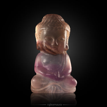 Fluorite Buddha, natural mineral specimen (view 1)