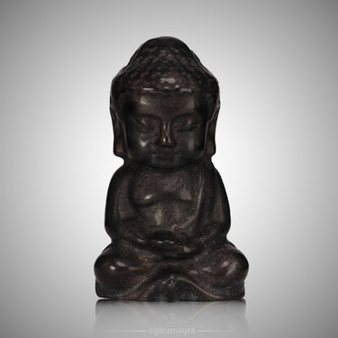 Silver Sheen Obsidian Buddha, natural mineral specimen (view 1)