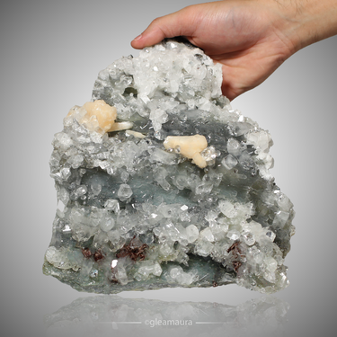 Apophyllite with Stilbite, natural mineral specimen from Paldhi, India (view 2)