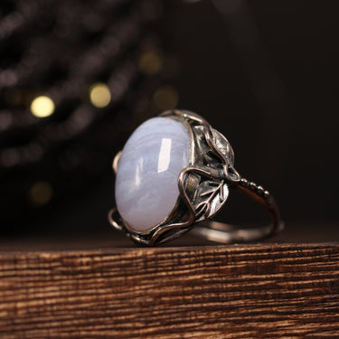 Bluelace Agate Ring, gemstone jewellery (view 2)