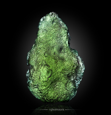 Moldavite, natural mineral specimen from Chlum nad Malší, Czech Republic (view 2)
