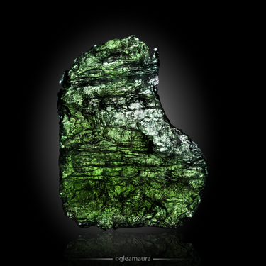 Moldavite, natural mineral specimen from Chlum nad Malší, Czech Republic (view 2)