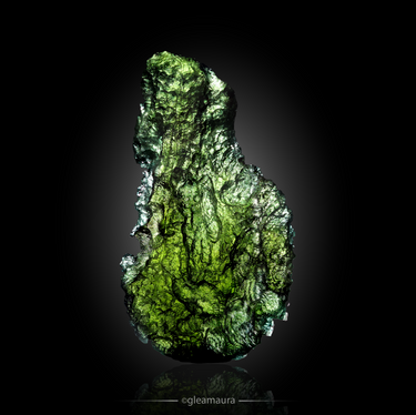 Moldavite, natural mineral specimen from Chlum nad Malší, Czech Republic (view 2)