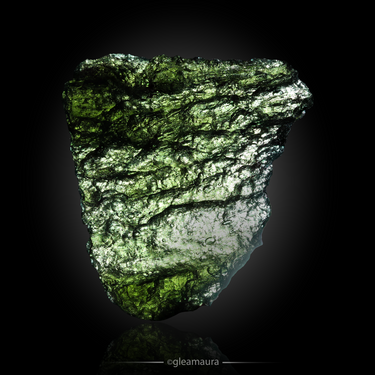 Moldavite, natural mineral specimen from Chlum nad Malší, Czech Republic (view 2)