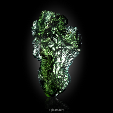 Moldavite, natural mineral specimen from Chlum nad Malší, Czech Republic (view 2)