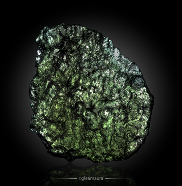 Moldavite, natural mineral specimen from Chlum nad Malší, Czech Republic (view 2)