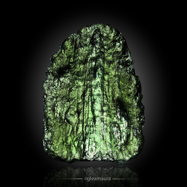 Moldavite, natural mineral specimen from Chlum nad Malší, Czech Republic (view 2)