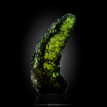 Moldavite, natural mineral specimen from Chlum nad Malší, Czech Republic (view 2)