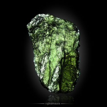 Moldavite, natural mineral specimen from Chlum nad Malší, Czech Republic (view 2)