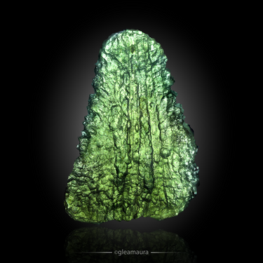 Moldavite, natural mineral specimen from Chlum nad Malší, Czech Republic (view 2)