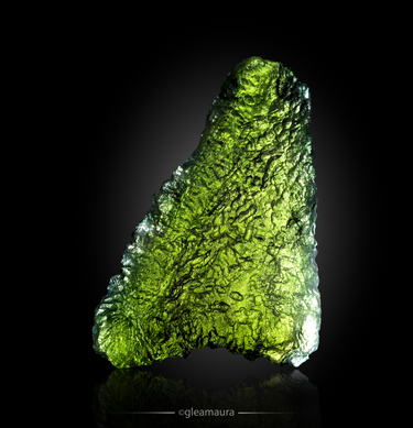 Moldavite, natural mineral specimen from Chlum nad Malší, Czech Republic (view 2)