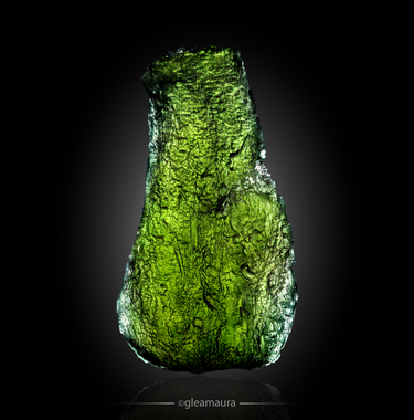 Moldavite, natural mineral specimen from Chlum nad Malší, Czech Republic (view 2)