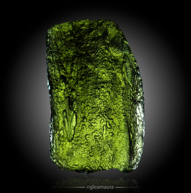 Moldavite, natural mineral specimen from Chlum nad Malší, Czech Republic (view 2)