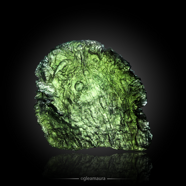Moldavite, natural mineral specimen from Chlum nad Malší, Czech Republic (view 2)