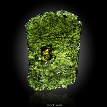 Moldavite, natural mineral specimen from Chlum nad Malší, Czech Republic (view 2)