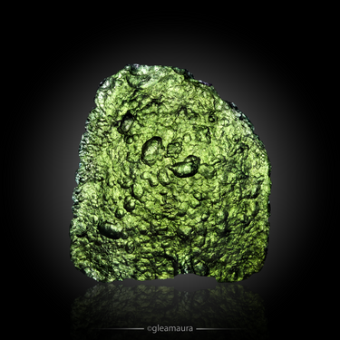 Moldavite, natural mineral specimen from Chlum nad Malší, Czech Republic (view 2)