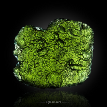 Moldavite, natural mineral specimen from Chlum nad Malší, Czech Republic (view 2)