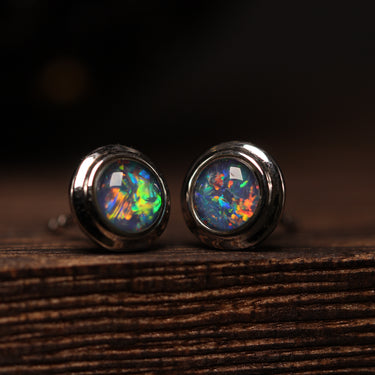 Australian Opal Stud Earring, gemstone jewellery (view 2)