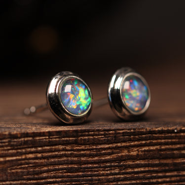 Australian Opal Stud Earring, gemstone jewellery (view 3)