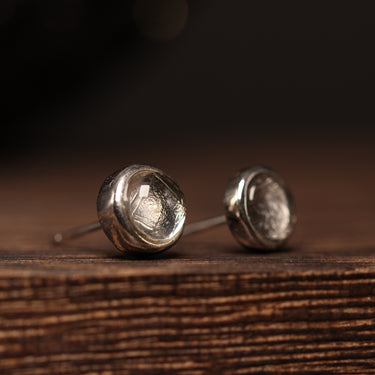 Muonionalusta Meteorite Stud Earring, gemstone jewellery (view 3)