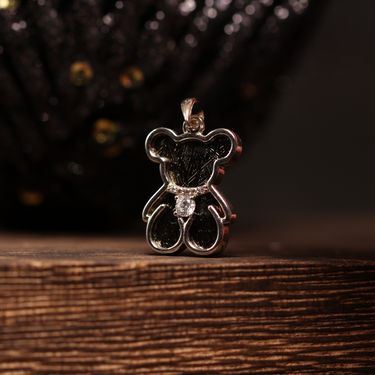 Muonionalusta Meteorite Bear Pendant, gemstone jewellery (view 2)