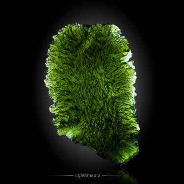 Moldavite, natural mineral specimen from Nesměň, Czech Republic (view 3)
