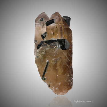 Green Tourmaline on Quartz, natural mineral specimen from Cruziero Mine, Brasil (view 3)