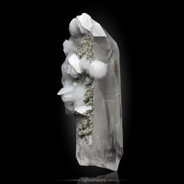 Calcite on Quartz, natural mineral specimen from Yaogangxian Mine, China (view 2)