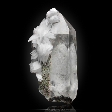 Calcite on Quartz, natural mineral specimen from Yaogangxian Mine, China (view 2)