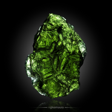 Moldavite, natural mineral specimen from Chlum nad Malší, Czech Republic (view 2)