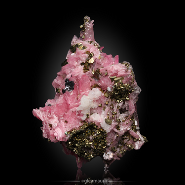 Rhodonite with Pyrite, natural mineral specimen from Chiurucu Mine, Peru (view 2)