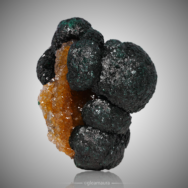 Botryoidal Malachite with Quartz, natural mineral specimen from Mashamba West Mine, DR Congo (view 2)