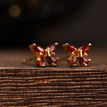 Garnet Butterfly Earstuds