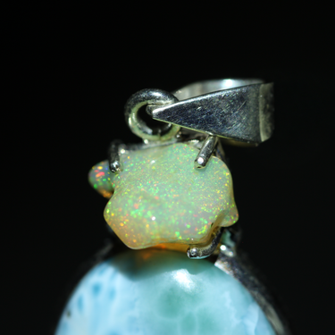 Larimar & Opal Pendant, gemstone jewellery (view 3)