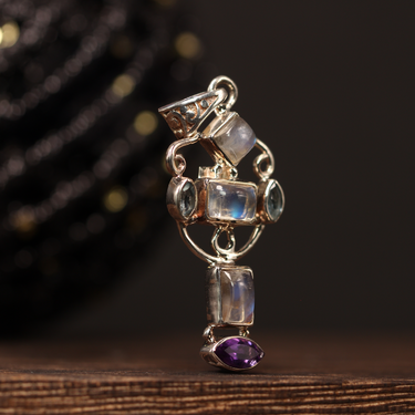 Moonstone, Topaz, Amethyst Pendant, gemstone jewellery (view 2)
