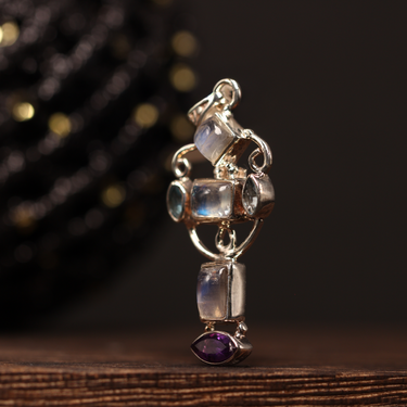 Moonstone, Topaz, Amethyst Pendant, gemstone jewellery (view 3)
